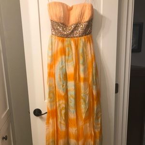 Orange tye-dye Prom Dress